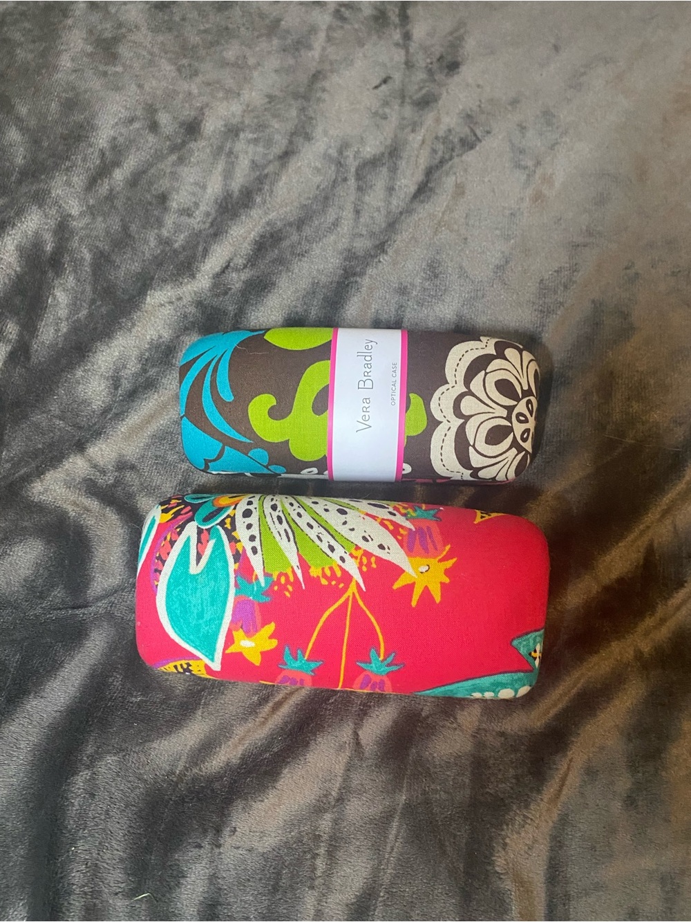 Vera Bradley Bright Red Floral Hard Eyeglass Case Set